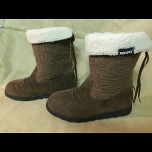 Women Muk Luks Boots Dark Brown Mid-Calf